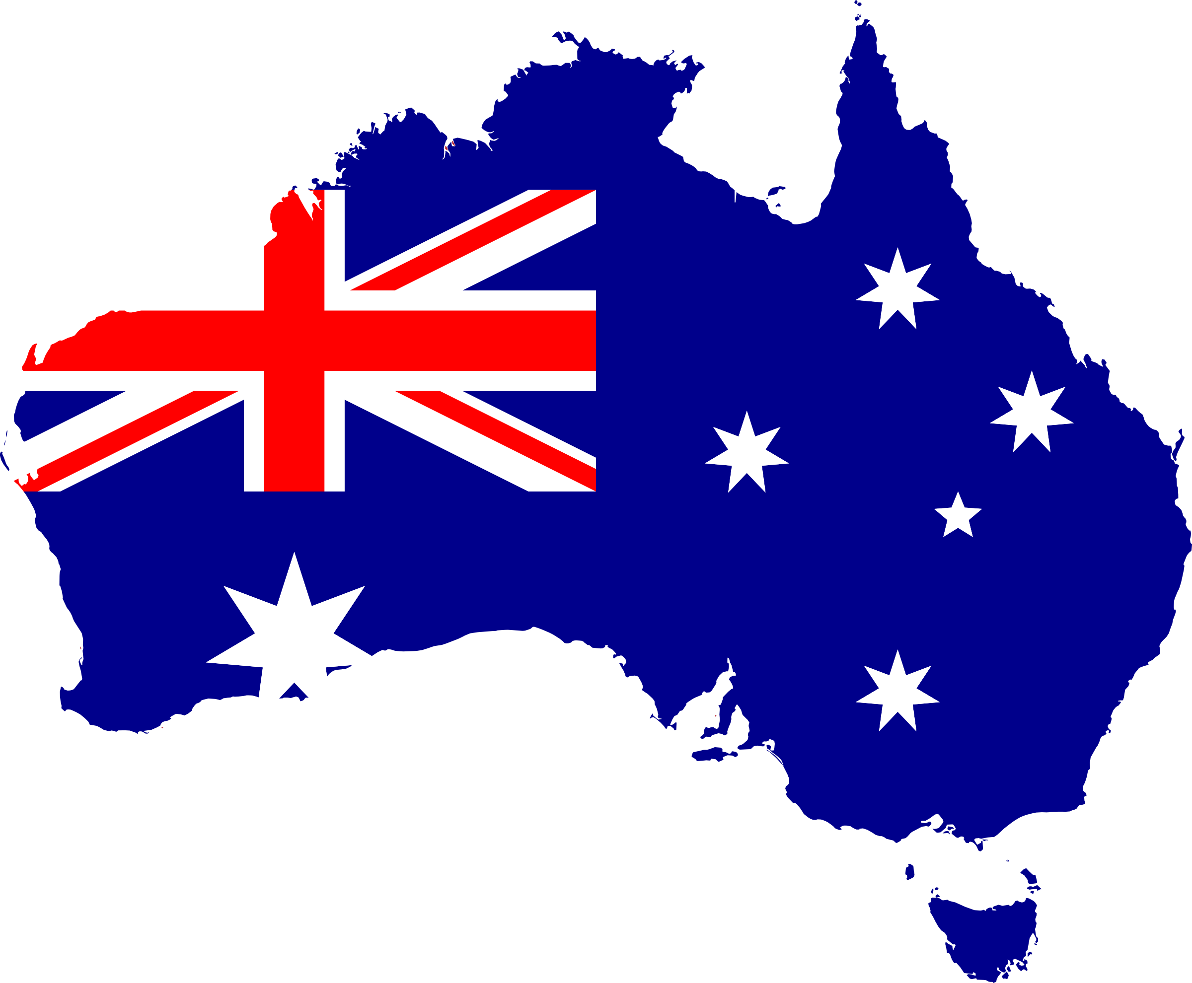 Map of Australia with flag